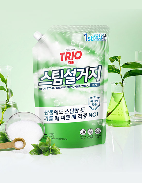 트리오] 스팀 설거지 주방세제 녹차향 1L (단품) - 마켓컬리