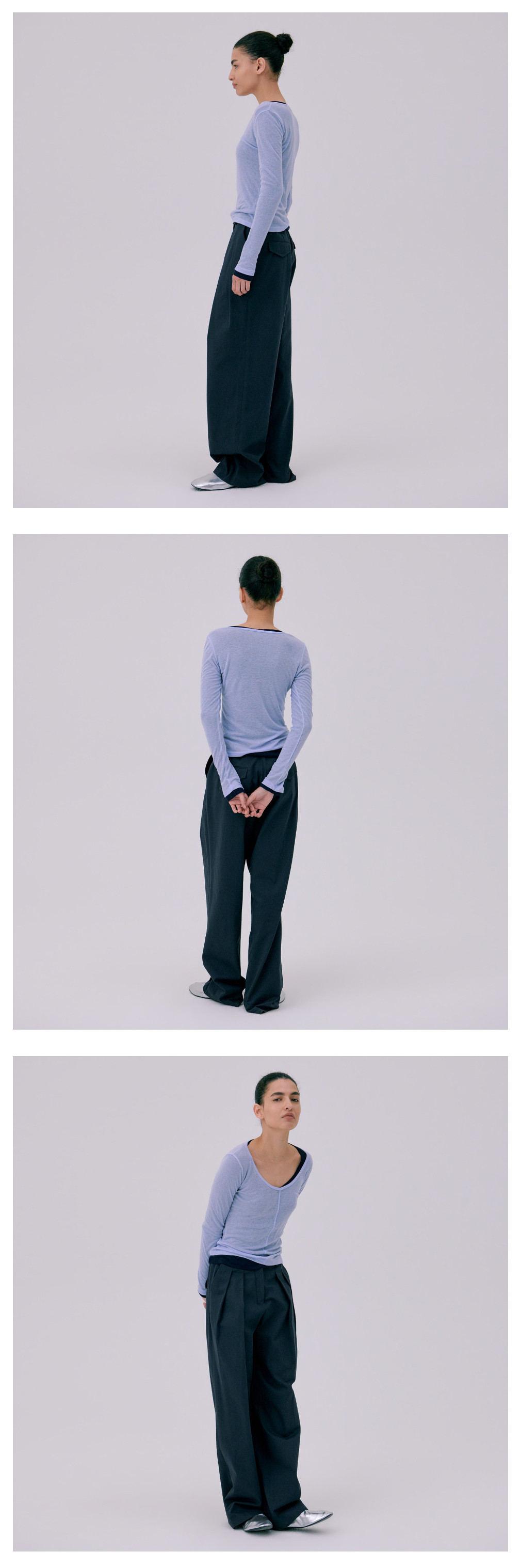 [분더캄머]26 U neck Sheer T-shirts_Light Blue 상세 이미지 2