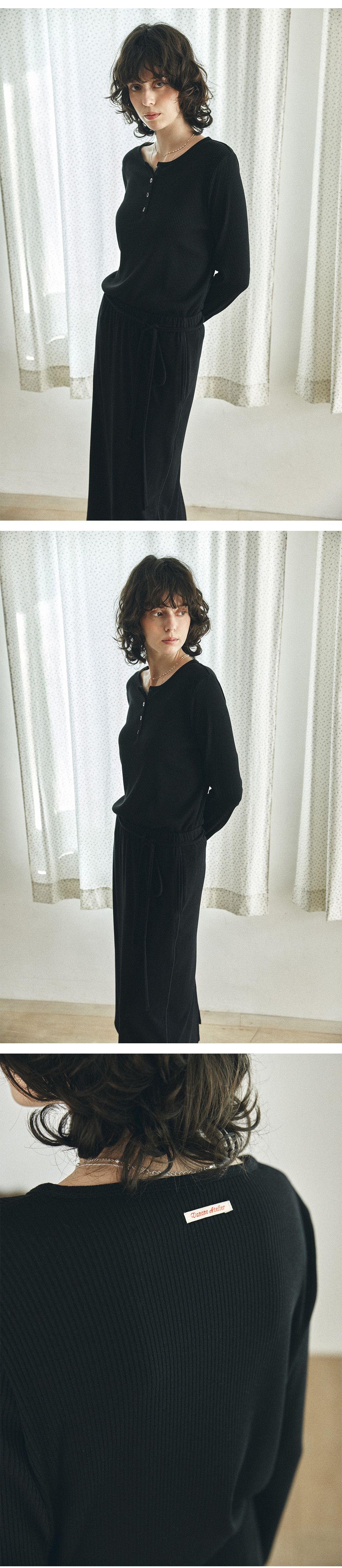 [반원 아틀리에] 에센셜 헨리넥 티셔츠_블랙(A3571) 상세 이미지 2
