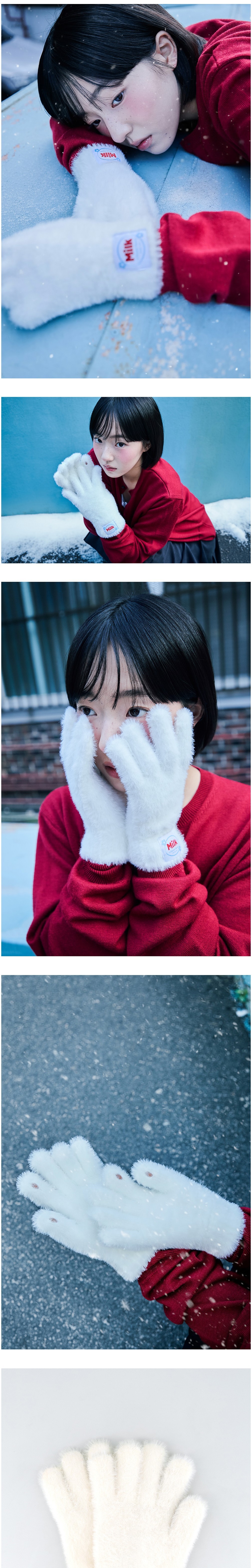 [고코리] 퍼지 밀크 글러브 핑거홀 장갑 (단품) 상세 이미지 1