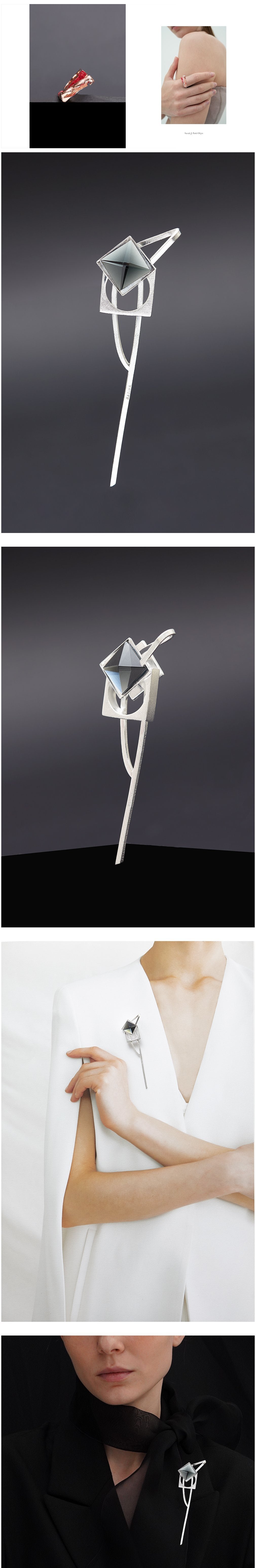 [하지나] Silver Theoria Brooch - Square (단품) 상세 이미지 1