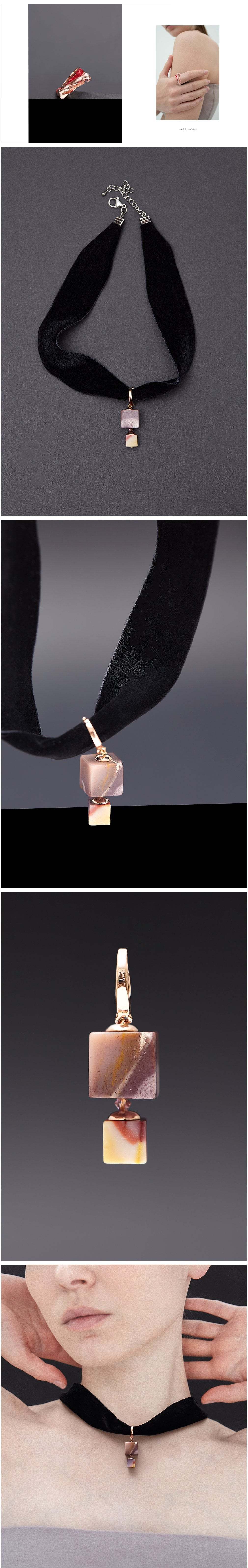 [하지나] Mookaite Velvet Choker Necklace (2.5cm) 상세 이미지 1