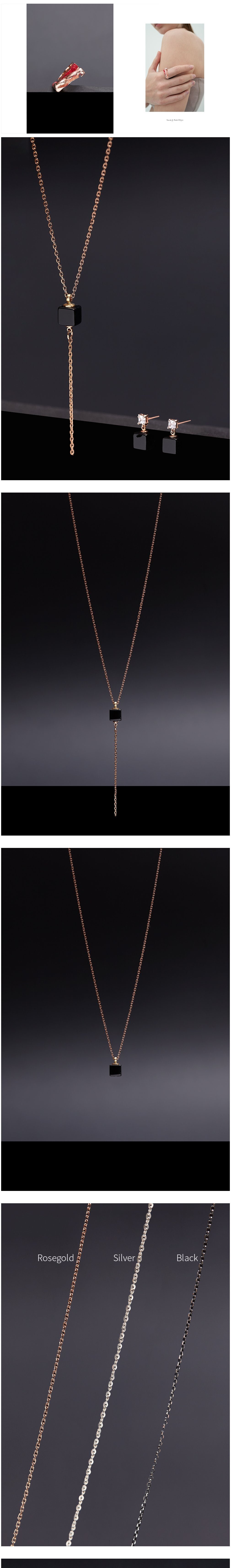 [하지나] 6mm Cube Onyx Necklace + Earrings Set 상세 이미지 1