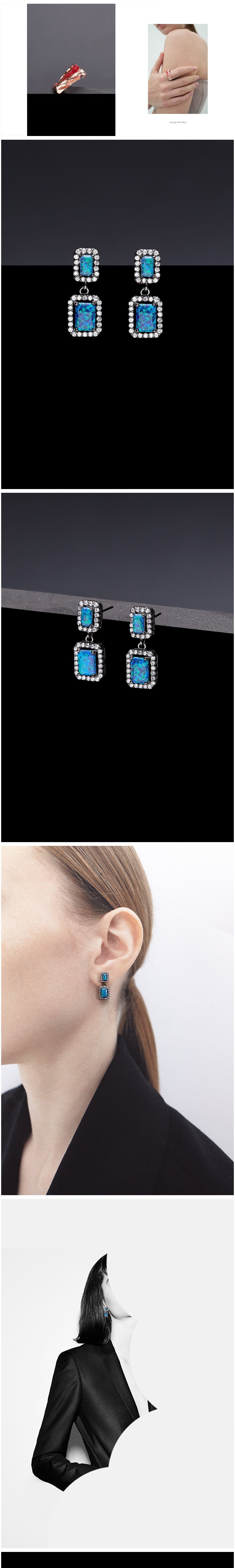 [하지나] Radiant Opal Earrings - Noir - 옵션 귀찌 상세 이미지 1