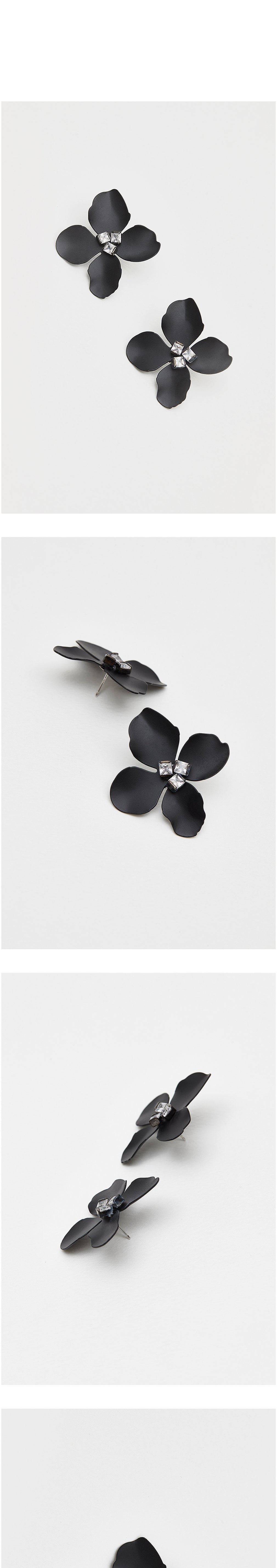 [하지나] Fleur Earrings - Black - 옵션 귀찌 상세 이미지 1