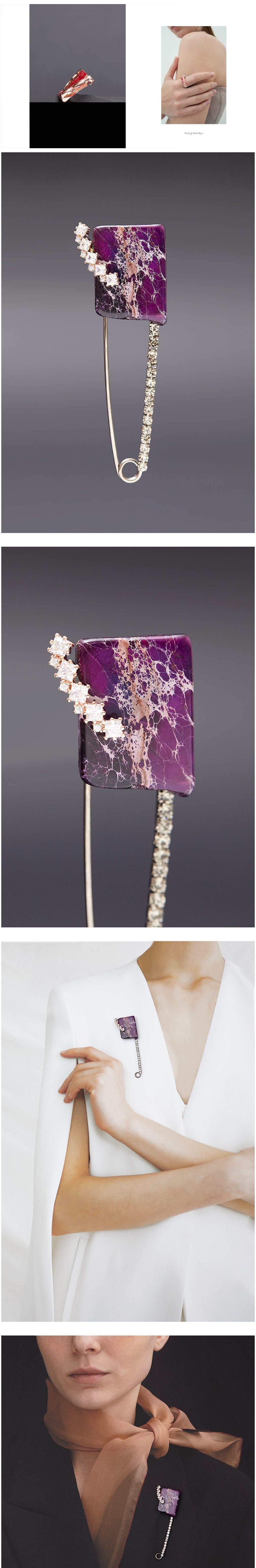 [하지나] Purple Howlite Safety Pin Brooch (단품) 상세 이미지 1