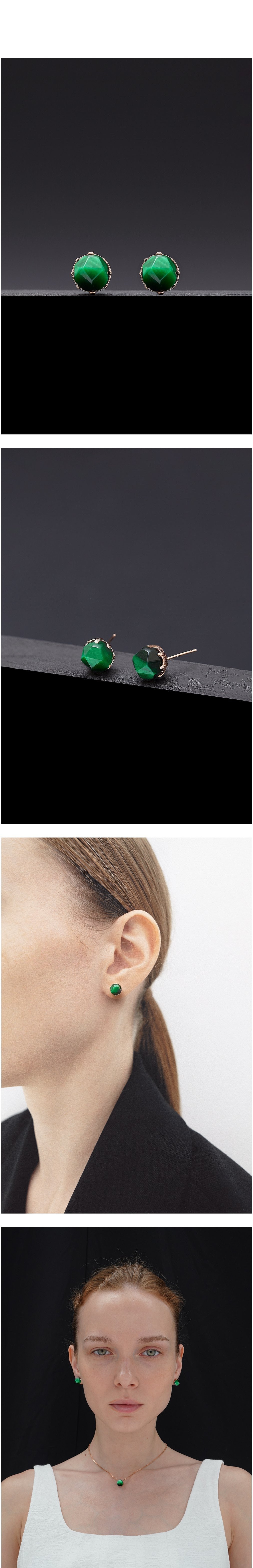 [하지나] 8mm Green Tigereyes Core Earrings 상세 이미지 1