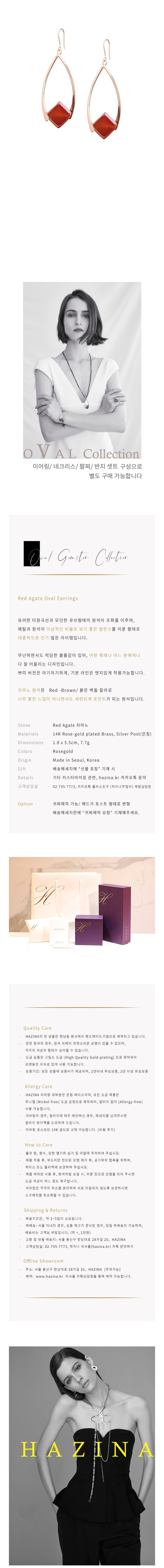 [하지나] Red Agate Oval Earrings (단품) 상세 이미지 2