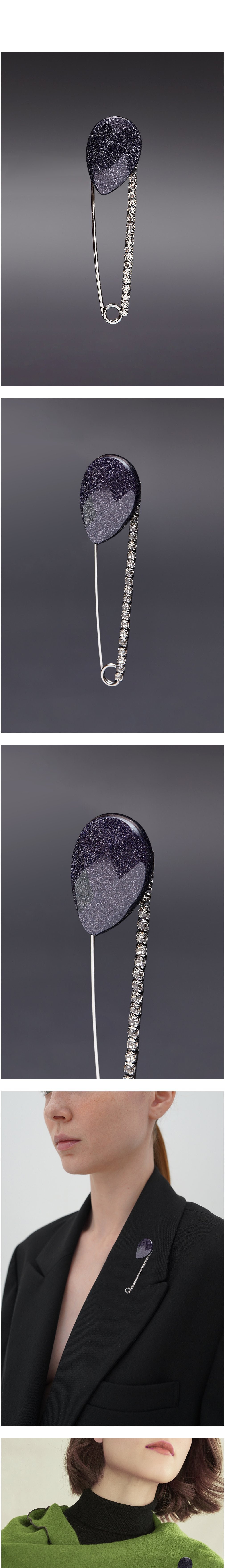 [하지나] Blue Sandstone Safety Pin Brooch (단품) 상세 이미지 1