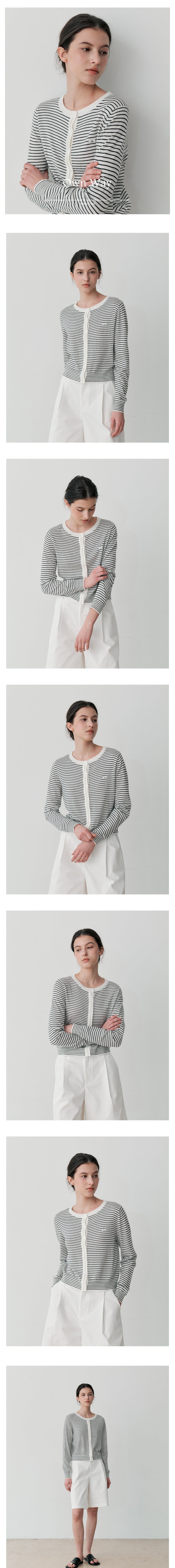 [르스튜디오] STRIPED BUTTON CARDIGAN (WH) 상세 이미지 1
