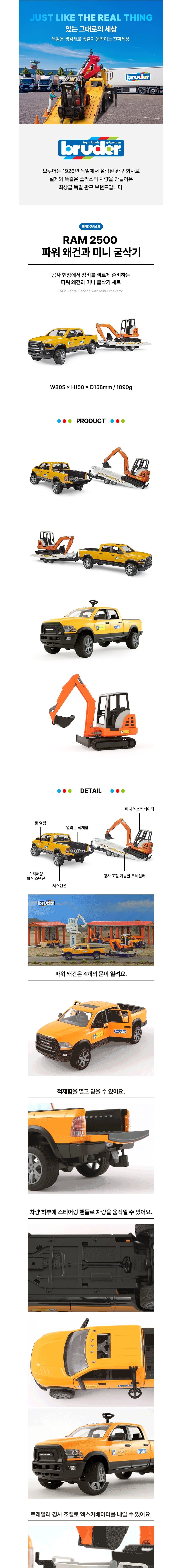 [브루더] RAM 2500 파워 왜건과 미니 굴삭기 (단품) 상세 이미지 1