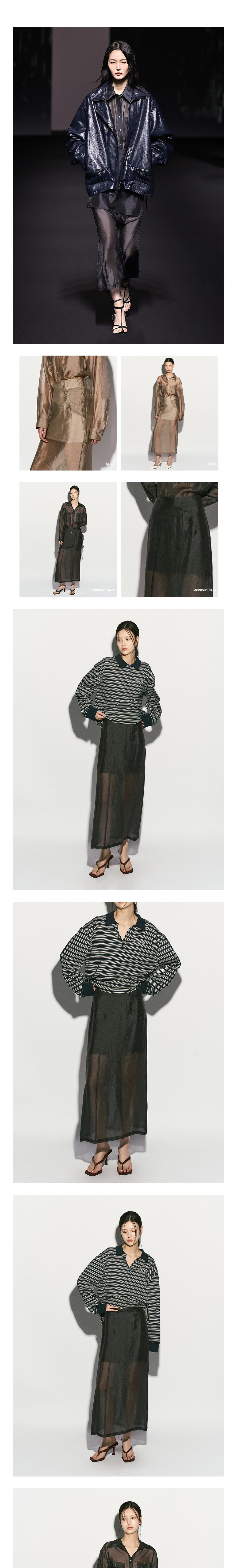 [리이] SHEER CUPRO MAXI SKIRT MIDNIGHT NAVY 상세 이미지 1
