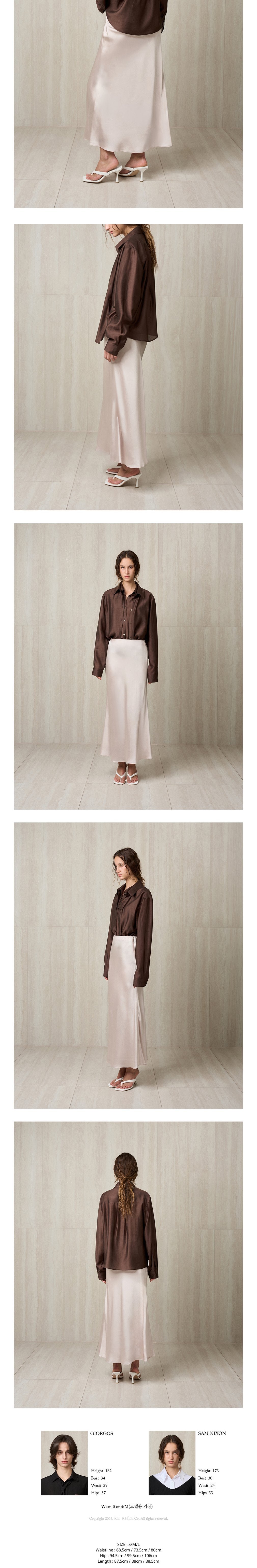 [리이] SATIN MAXI SKIRT CHAMPAGNE 상세 이미지 2
