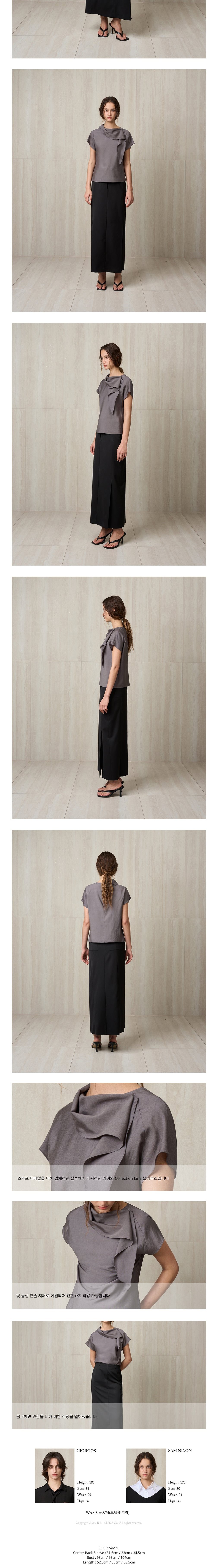[리이] SCARF-DETAIL BLOUSE CHARCOAL 상세 이미지 2