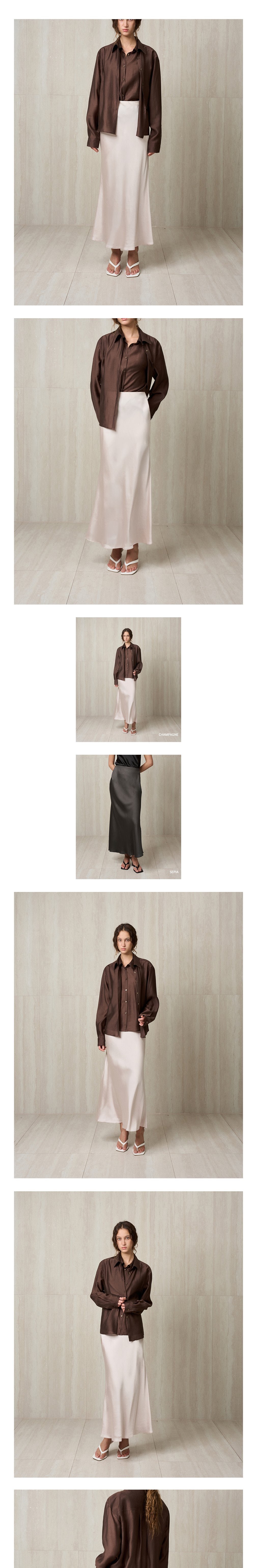 [리이] SATIN MAXI SKIRT CHAMPAGNE 상세 이미지 1