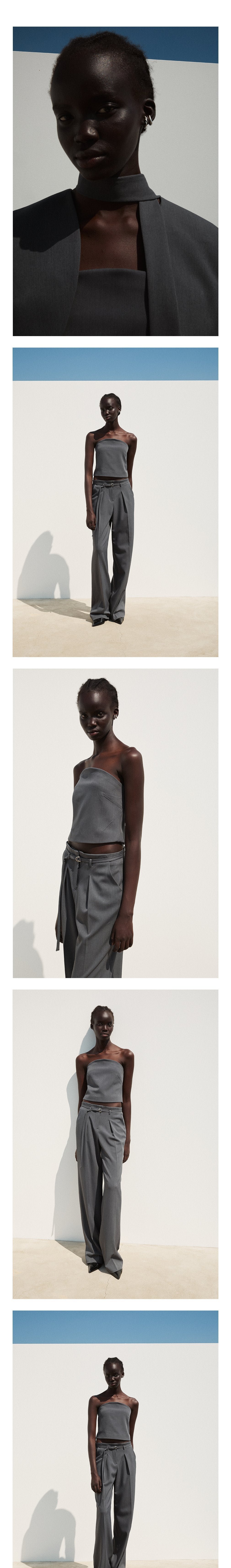 [리이] STRAPLESS CROPPED TUBE TOP CHARCOAL 상세 이미지 1