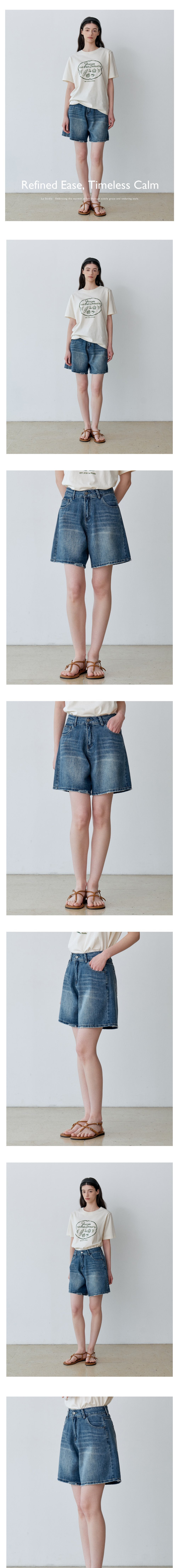 [르스튜디오] WASHED 4 LENGTH DENIM SHORTS (BL) 상세 이미지 1