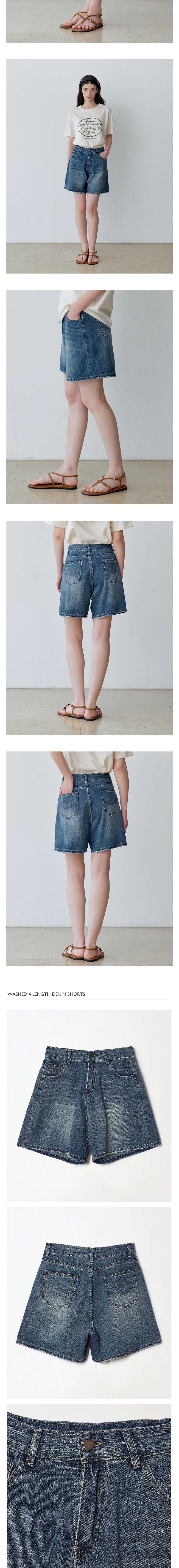 [르스튜디오] WASHED 4 LENGTH DENIM SHORTS (BL) 상세 이미지 2