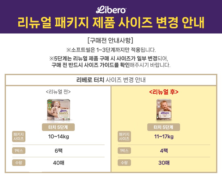 [리베로](팩) 터치 밴드형 기저귀 7종 (택 1) 상세 이미지 1