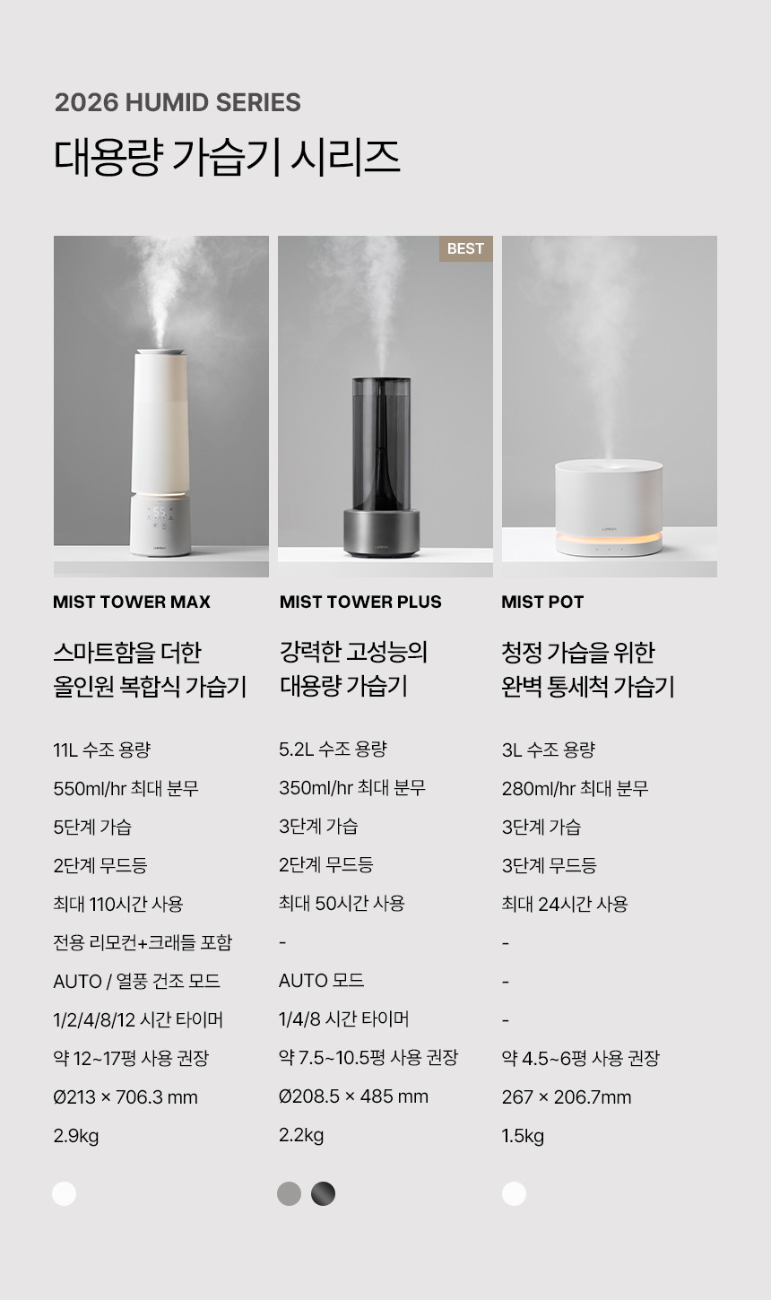[루메나] 대용량 가습기 MIST TOWER PLUS 상세 이미지 3