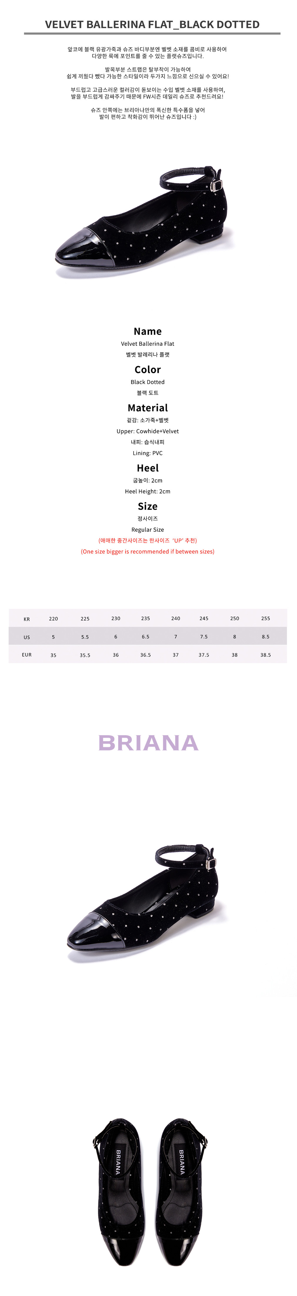 [브리아나] 벨벳 발레리나 플랫_블랙도트 8종 (택1) 상세 이미지 3