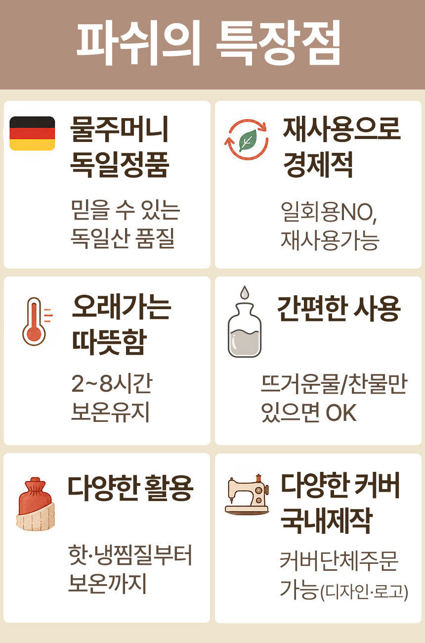 [파쉬] 보온물주머니 2L 디자인 누빔면커버 5종(택1) 상세 이미지 9