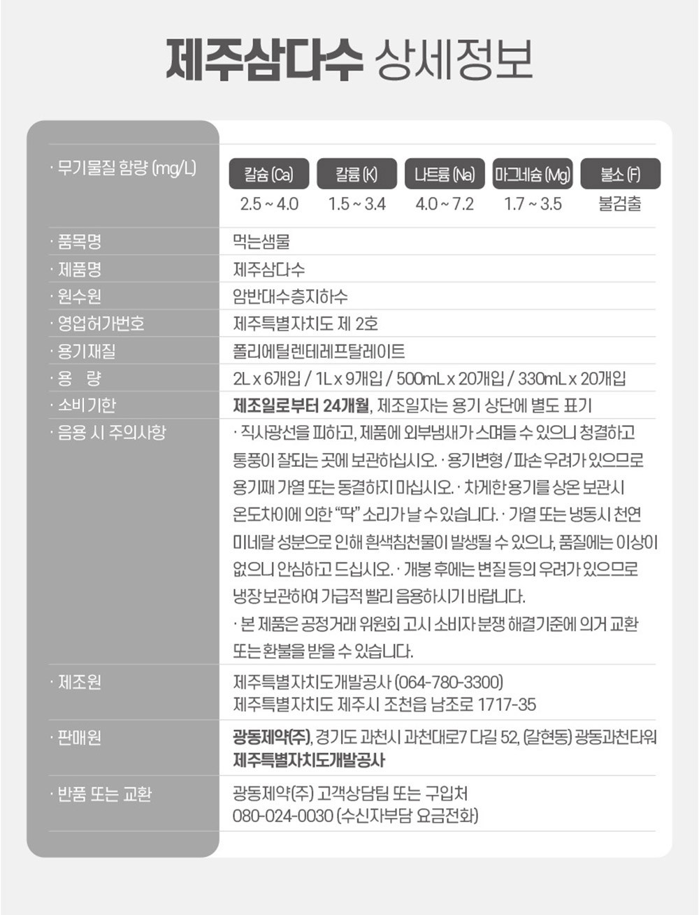 [제주 삼다수] 생수 무라벨 2L X 18개 (단품) 상세 이미지 3