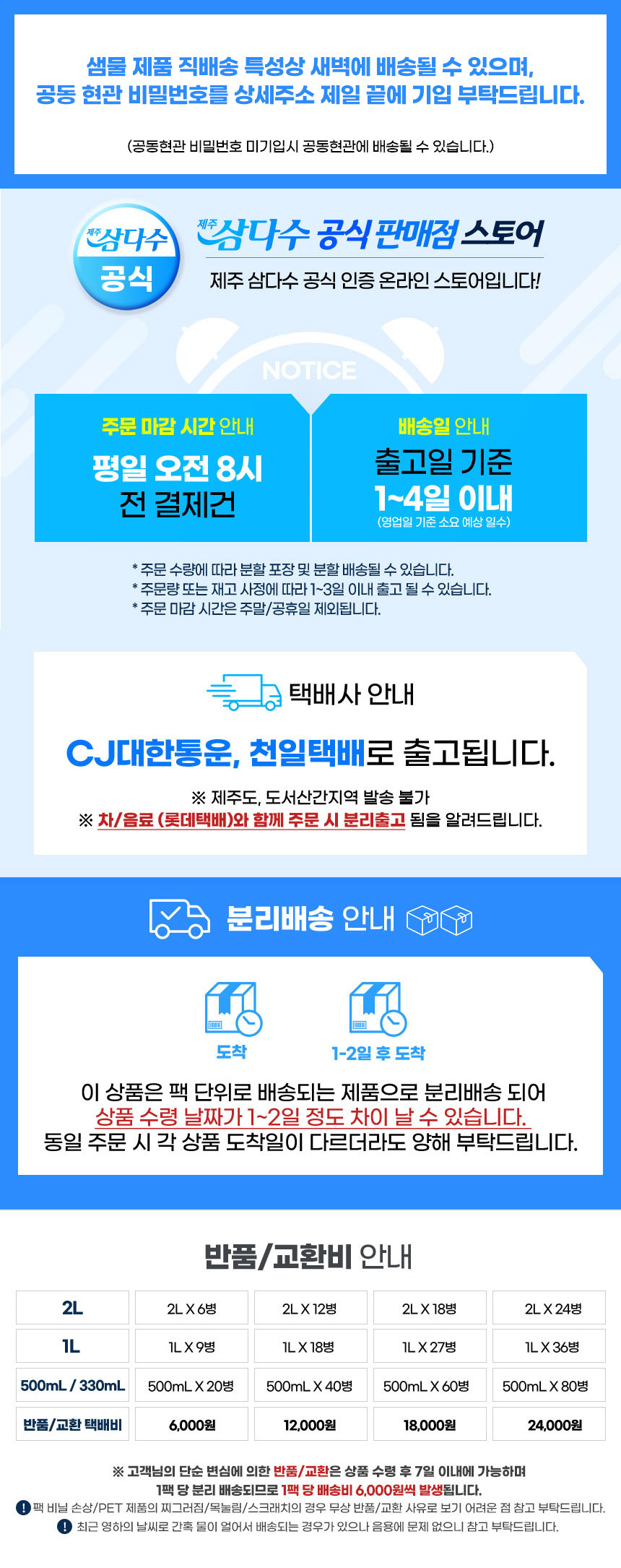 [제주 삼다수] 생수 무라벨 2L X 30개 (단품) 상세 이미지 1