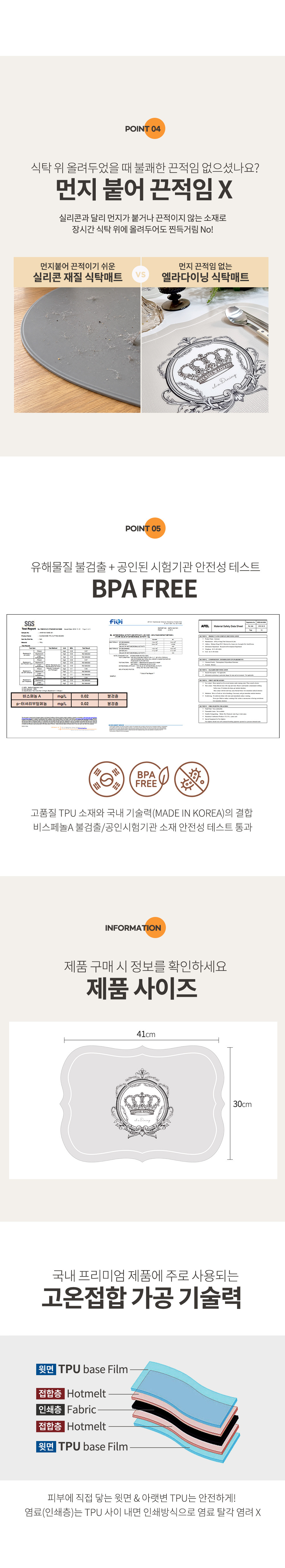 [엘라다이닝]국내 제작  TPU 엠보 식탁매트 크라운 4종 (택1) 상세 이미지 5