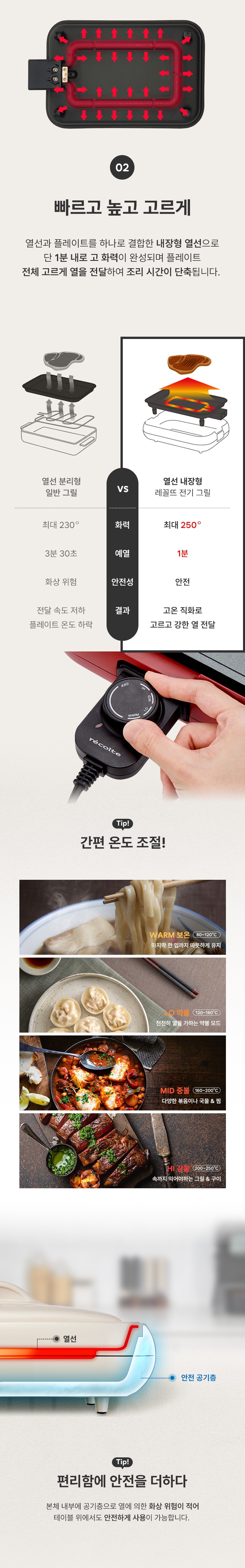 [레꼴뜨] 멀티전기그릴 핫플레이트 상세 이미지 2