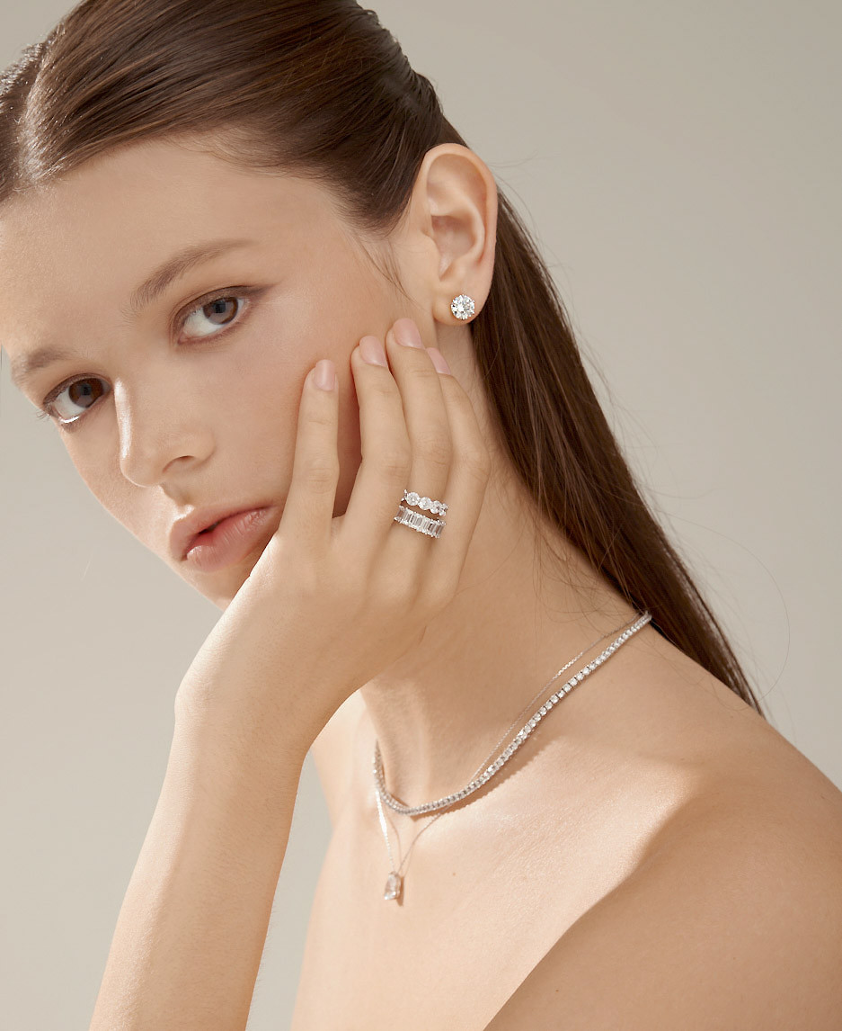 [타니바이미네타니] SILVER / 2CT 클래식 솔리테어 이어링 (2ct) 상세 이미지 2