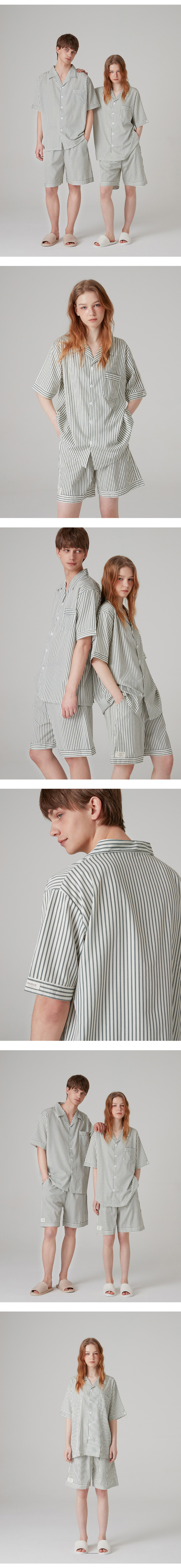 [도씨] 2PACK/실크핏 포레스트 반팔 커플 잠옷 세트 상세 이미지 3