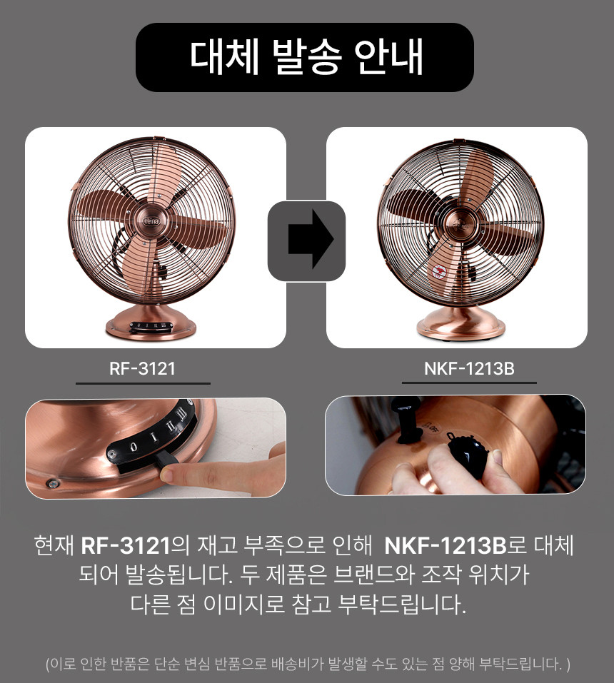 [레이나] 30cm 메탈 탁상용 레트로 선풍기 RF-3121 상세 이미지 3