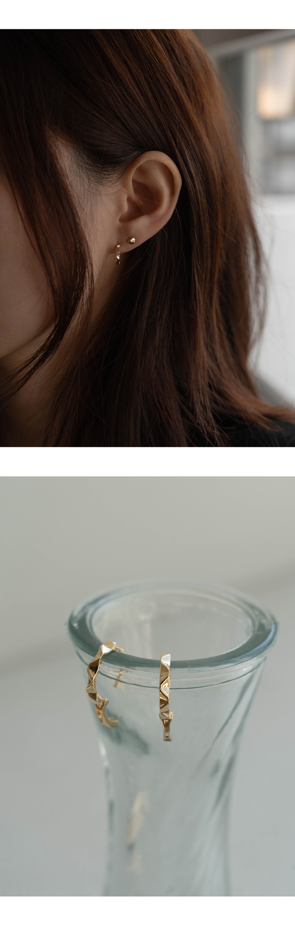 [영글로우] 14k 크럼블 원터치 링 귀걸이 상세 이미지 5