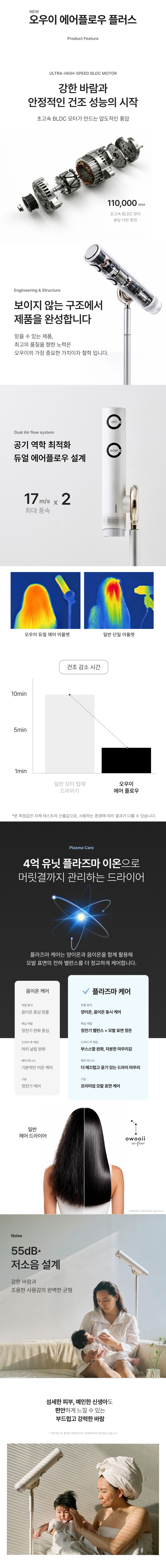 [오우이] 에어플로우 플러스 스탠딩 드라이기 핸즈프리 스탠딩 헤어드라이어 상세 이미지 4