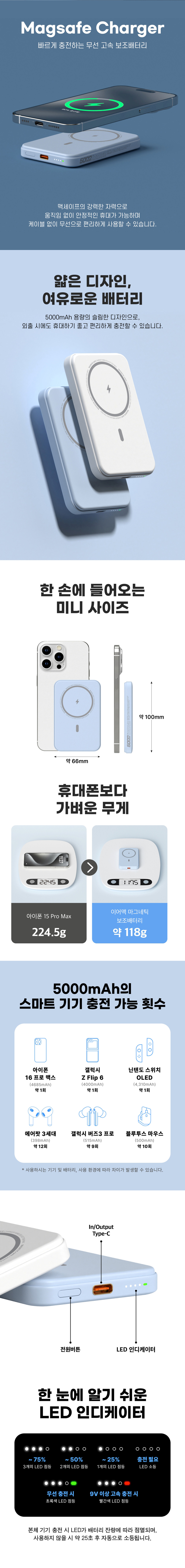 [이어맥] 맥세이프 5000mAh 22.5W 고속충전 보조배터리 + 카드지갑 세트 상세 이미지 3