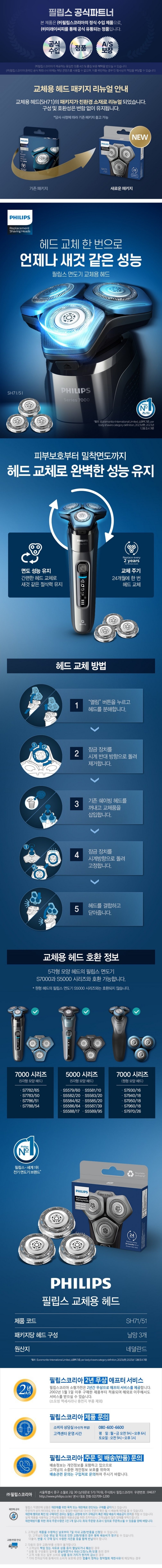 [필립스] 전기면도기 교체용 헤드 SH71/51 (단품) 상세 이미지 1