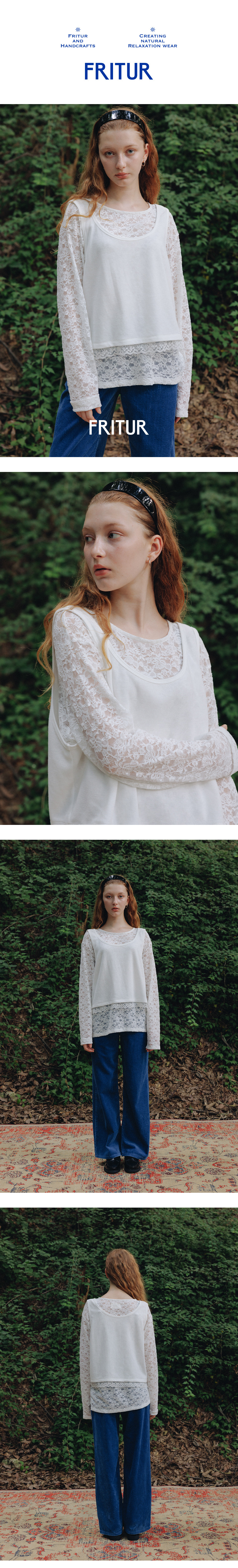 [프리터] Lace Layered Long-Sleeved Top Ivory_F253TS06 상세 이미지 1