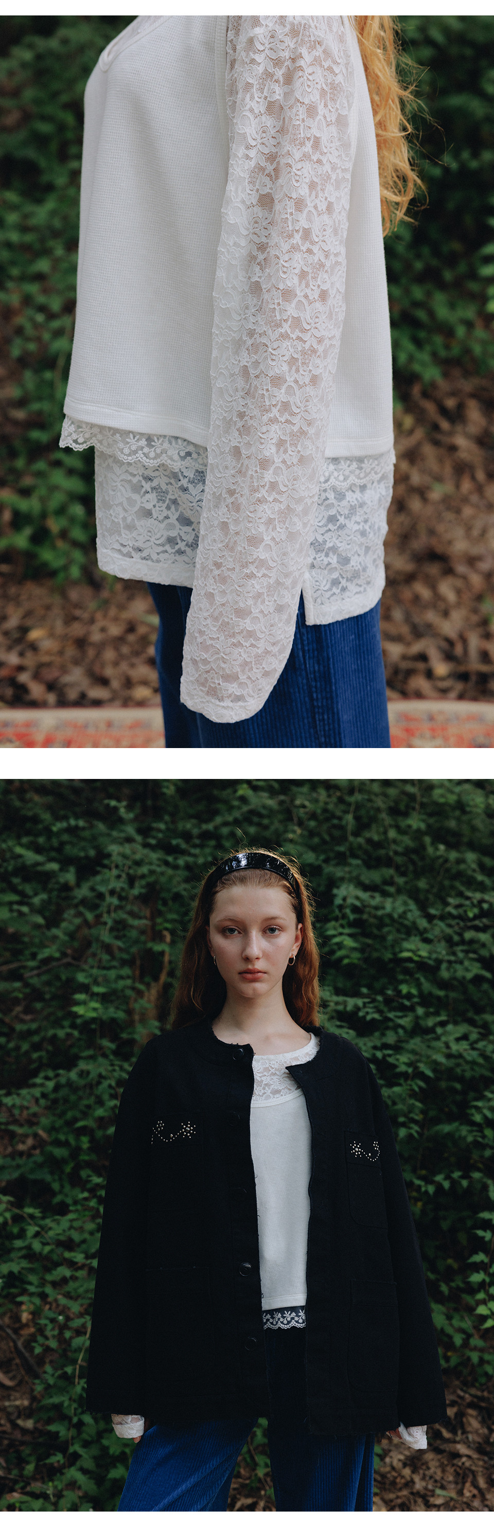 [프리터] Lace Layered Long-Sleeved Top Ivory_F253TS06 상세 이미지 3