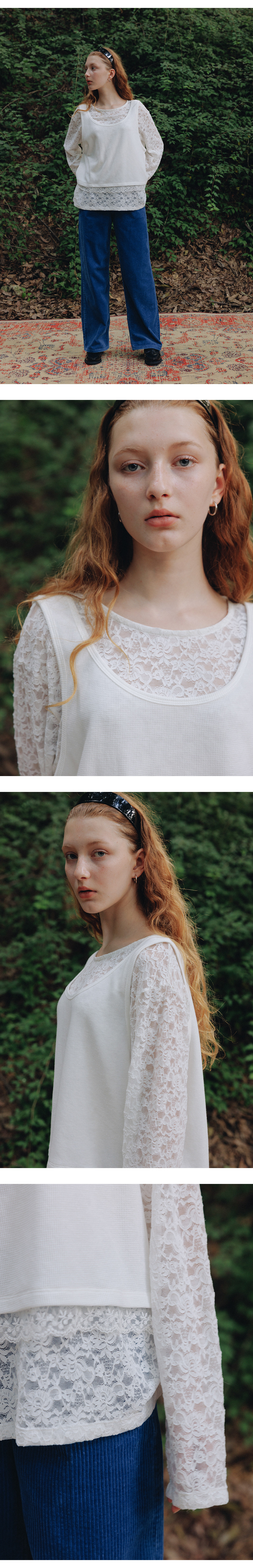 [프리터] Lace Layered Long-Sleeved Top Ivory_F253TS06 상세 이미지 2