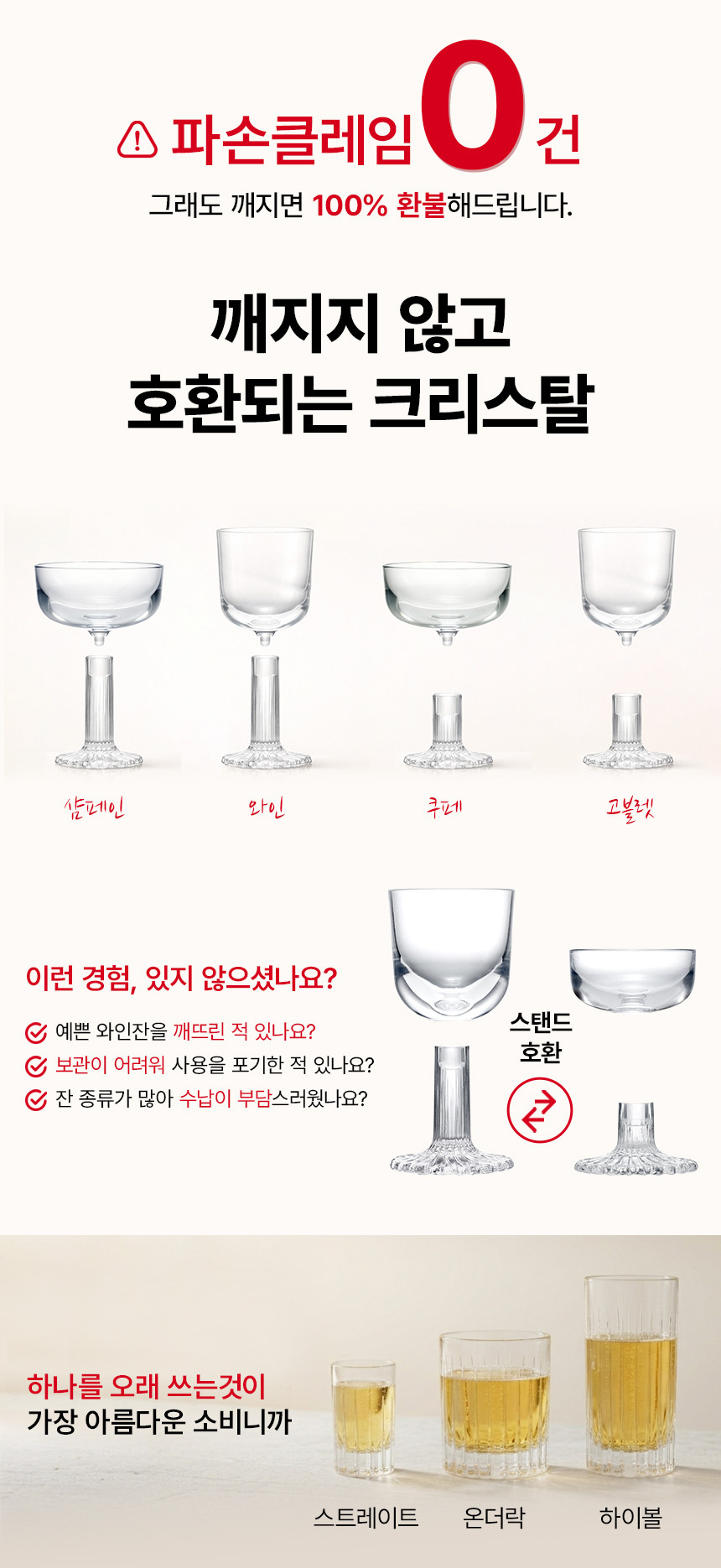 [올킨스] 안깨지는 크리스탈 실리콘 글라스 스트레이트 잔 패밀리(5P)세트 (스트레이트잔 5p 세트) 상세 이미지 1