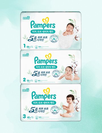 [팸퍼스] 터치오브네이처 밴드형 기저귀 1~3단계 1박스, 3종 (택1)