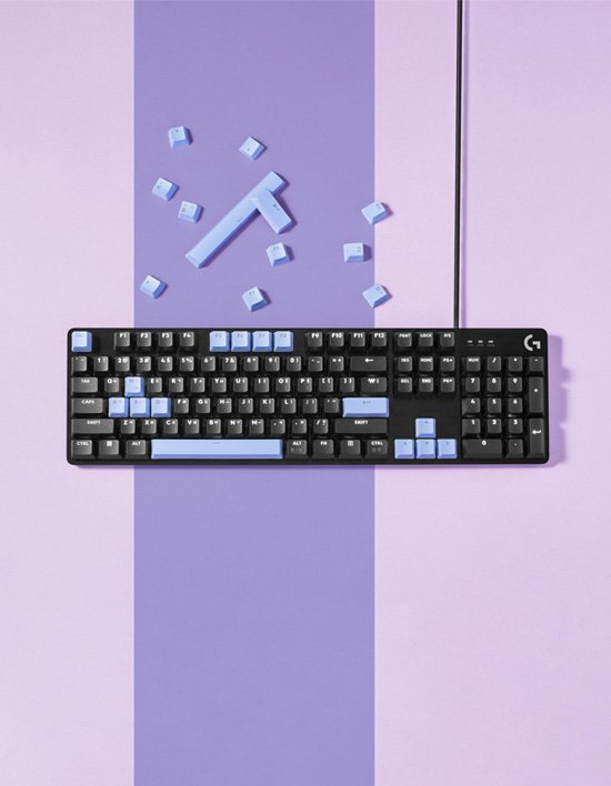 [로지텍] G413 SE 유선 게이밍 키보드 블랙_퍼플 포인트 키캡 사은품
