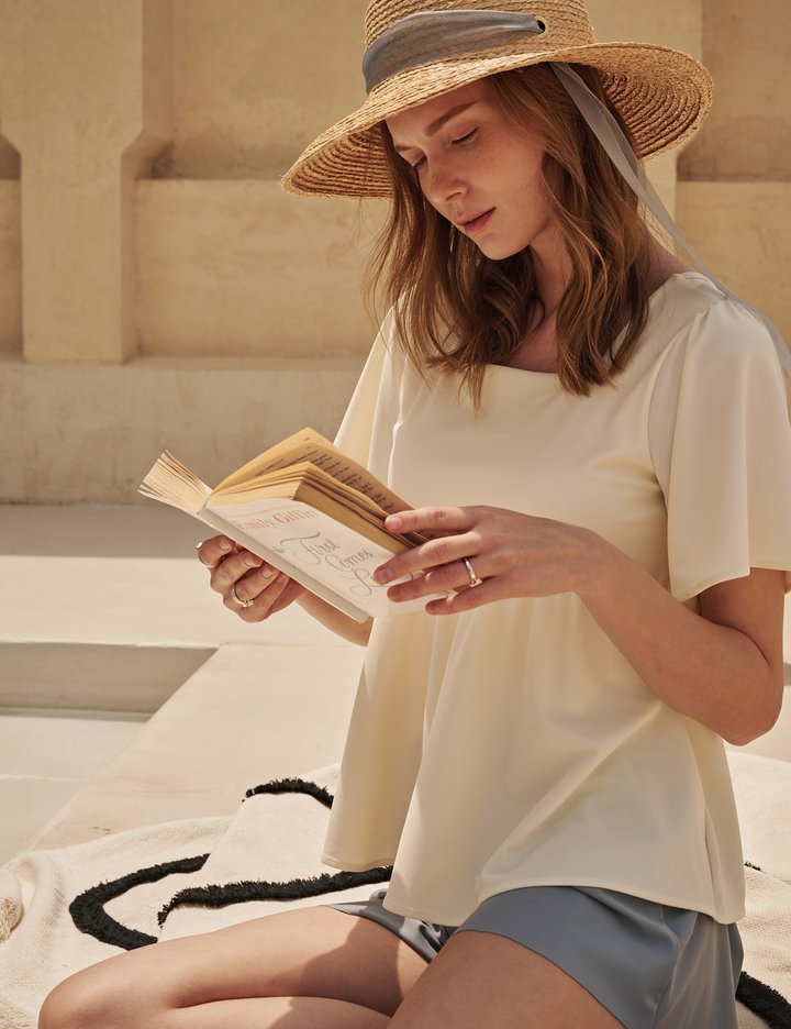 [생럭슈] 샌디 상하의 set 아이보리 블루 수영복