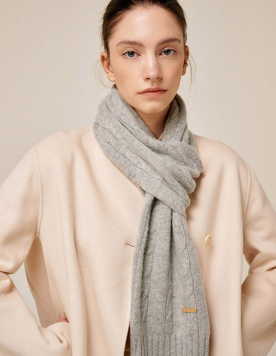 [생럭슈] 케이블 고리 머플러 그레이