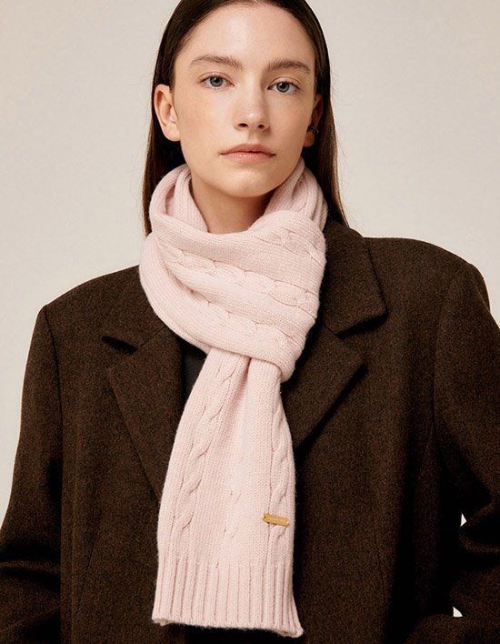 [생럭슈] 케이블 고리 머플러 핑크