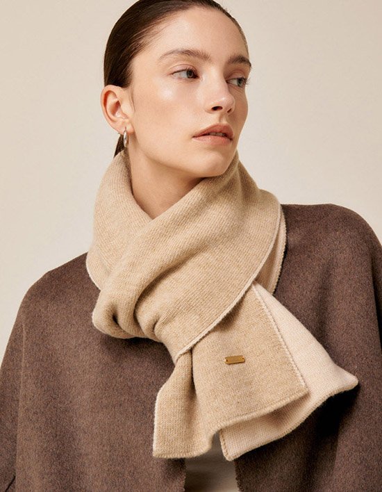 [생럭슈] 양면 배색 머플러 베이지
