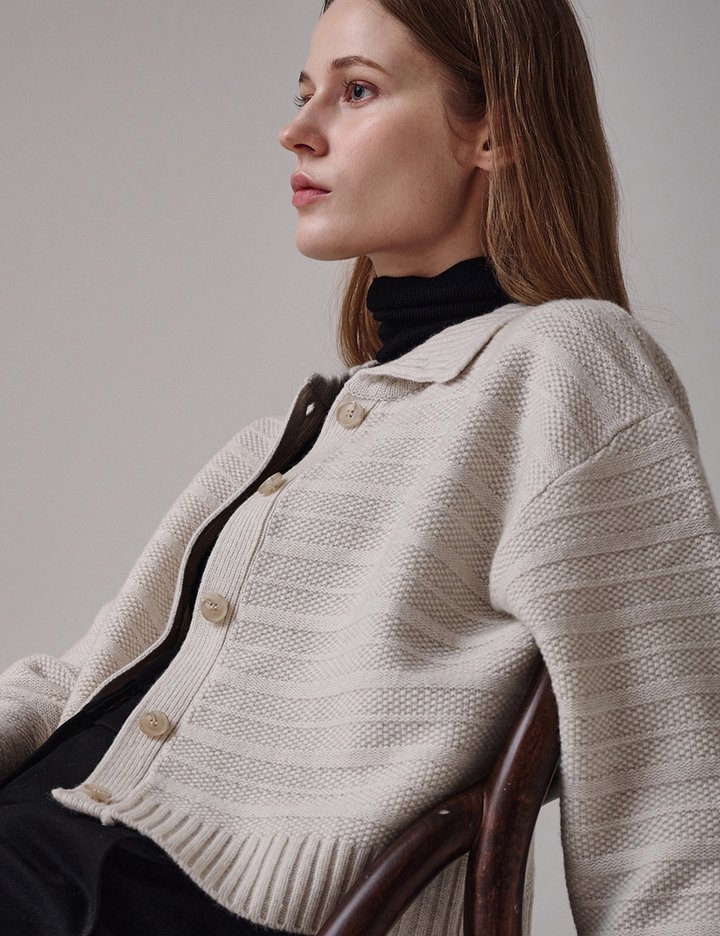 [생럭슈] 골지 카라 가디건 아이보리