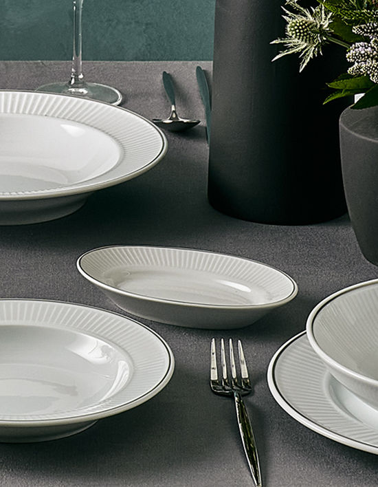 [필리빗] 플리세 실버림 오발 플레이트 175 타원접시 (단품)