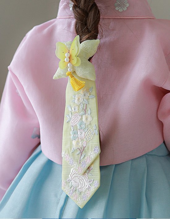 [하랑한복] 나리랑-노랑 댕기 여아 악세사리